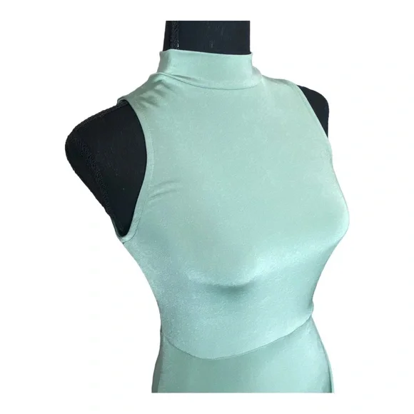 K Too Mockneck Asymmetric Hem Dress - Seafoam Green, Size M - Picture 2 of 6